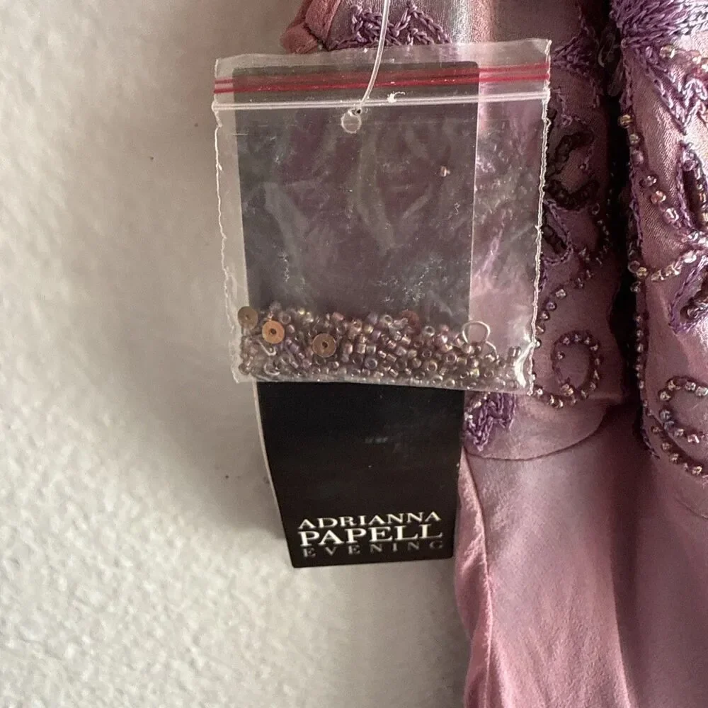 NWT VTG Adrianna Papell Purple/Teal Y2K Fairy Mermaid Silk Beaded Dress Sz 14 - Picture 6 of 15